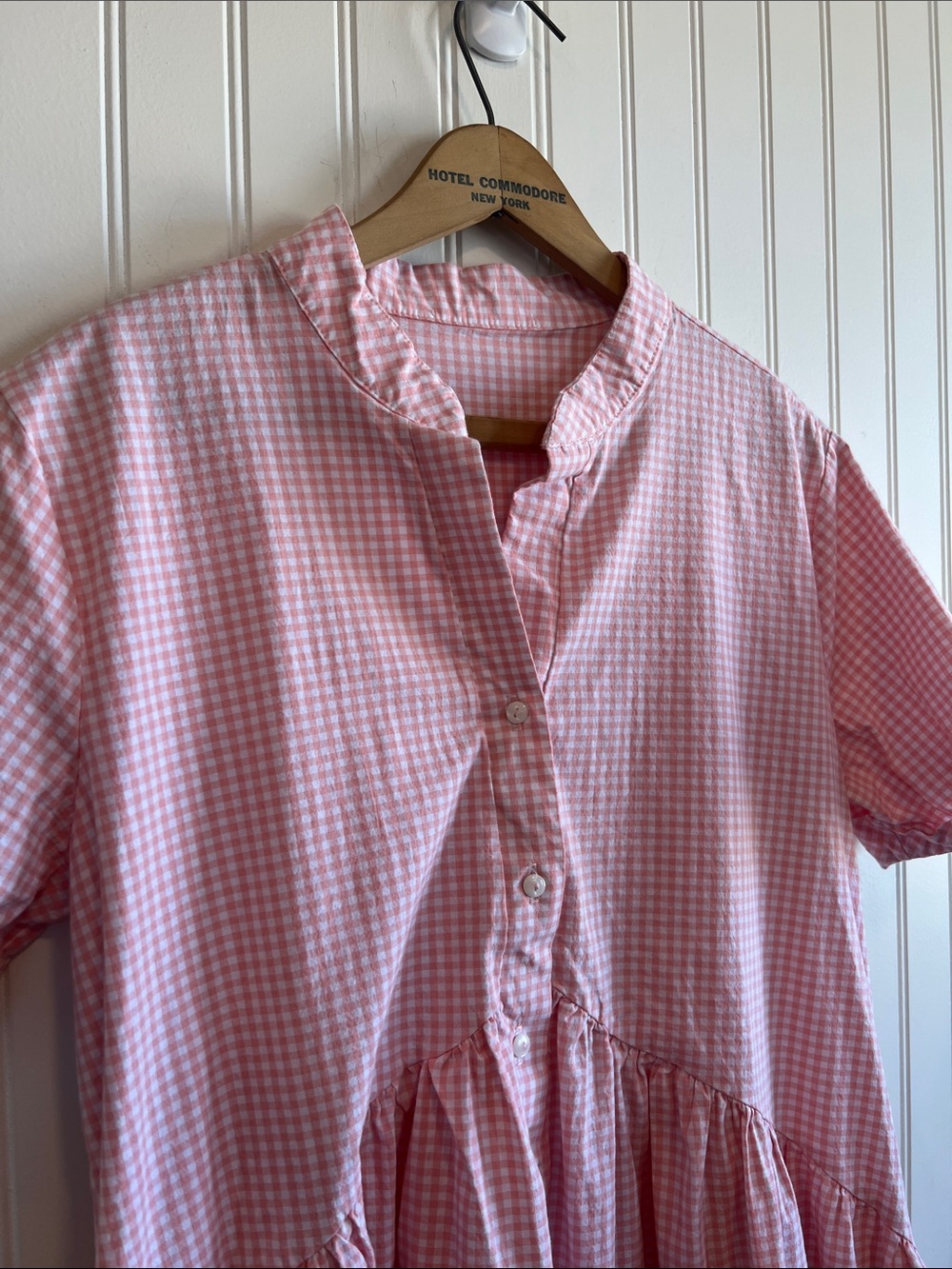 Pink Gingham Short Sleeve Farm Dress with pockets large cottagecore - Picture 2 of 8